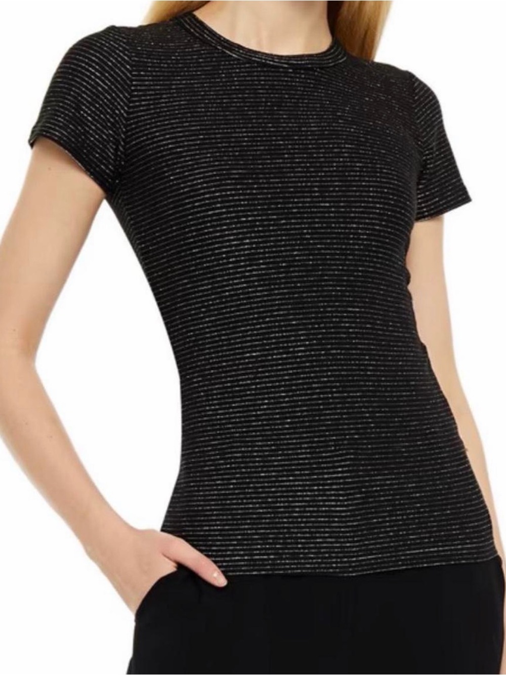 LESET Black Metallic Stripe Tee